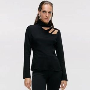 Zara Black Cut-Out Blouse